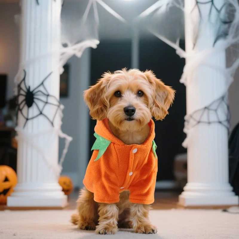 New Halloween Pet Costume Pumpkin Outfit for Small Dogs Cats Cute Orange Fun Festival Cosplay Halloween Dress for Pets M251208