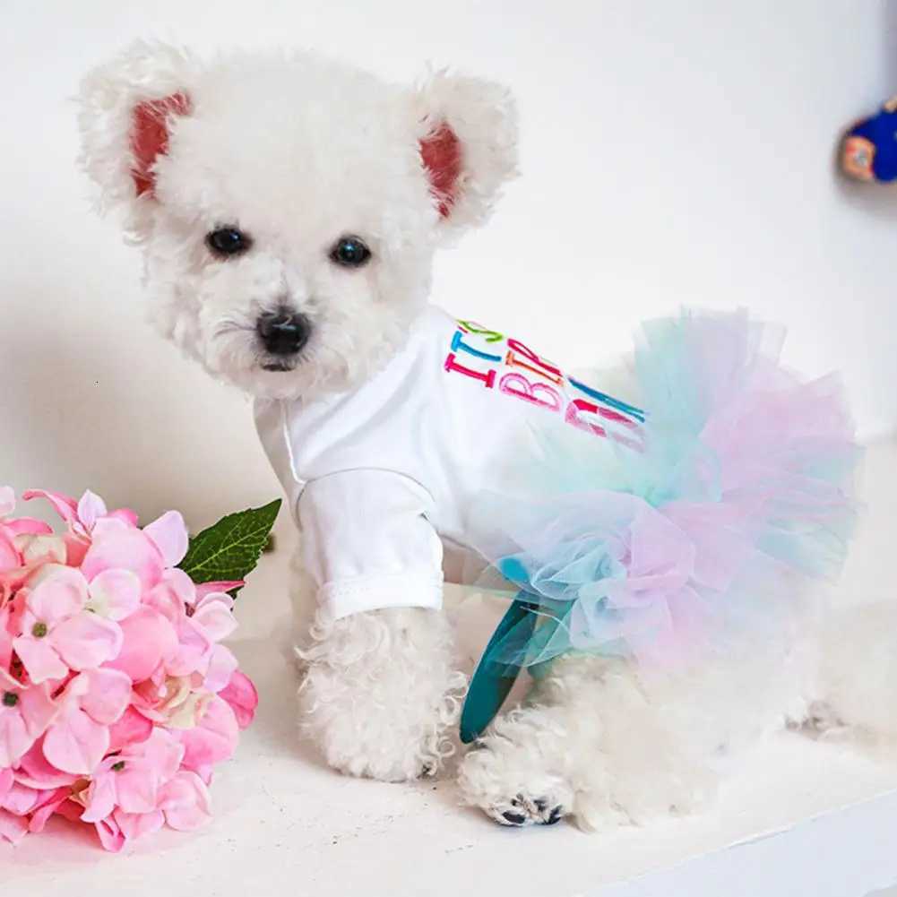 Pet Tulle DressDog Dress GirlAdorable Letter PrintingPet Puppy Dog Birthday Princess DressPuppy Dresses Pet Supplies M251208