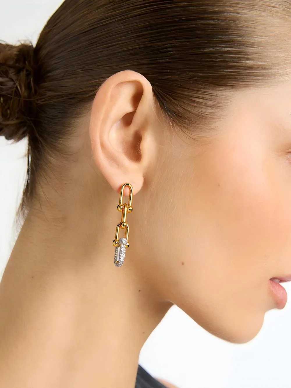 New Sparkling Zircon Pendant Horseshoe Buckle Earrings Stainless Steel High Jewelry Party Gift For Women J251208