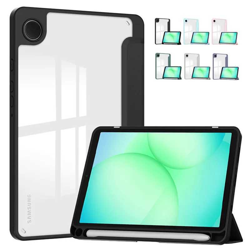 For Galaxy Tab A11 87 inch 2025 Case Acrylic Back With Pencil Holder Folding Stand Funda SM-X130 SM-X133 X135N/G Cover C251208