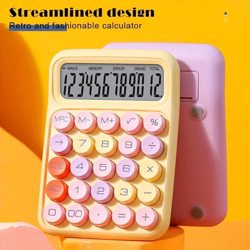 1pc 12-digit large LCD display and big round button desktop calcator for ible keyboard calcator for off school H251208