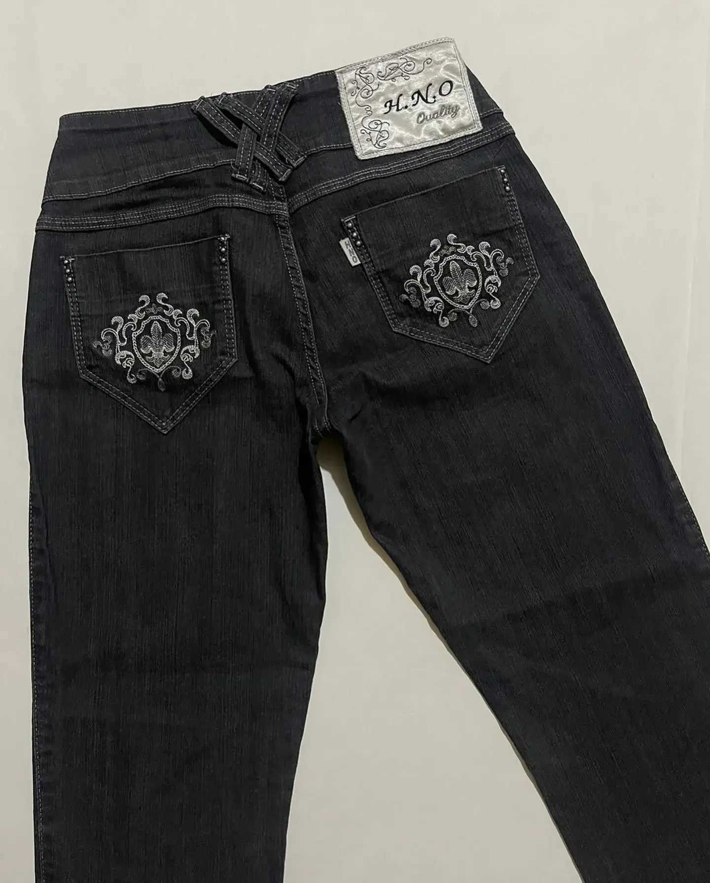 2025 New Trend Classic Embroidery Graphics Fashion Slim High Waist Jeans Women Y2K Harajuku Gothic Casual Joker Street WearT251208