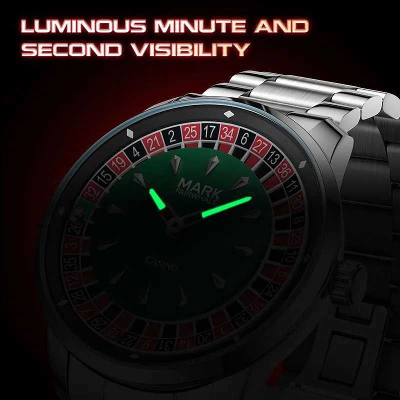 Mark Fairwhale 5031 Men Funny Quartz Watch recessed wheel design Arabic numerals Rotating Dial Roulette Clock Watch Hombre RelojT251208