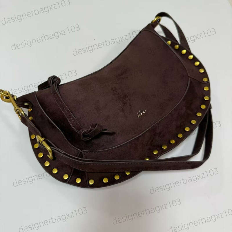 Isabel Marantsneakers Designer Bag Isabel Marantbag Retro French Retro Rivet Half-moon Bag Leather Shoulder Bag Fashion Joker Bucket Bag Diagonal Handbag