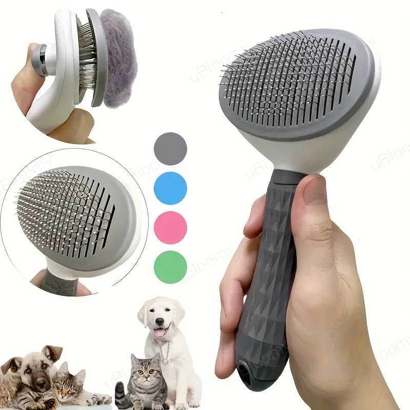 One-Click Pet Hair Removal Comb for Effortless Grooming of Dogs and Cats - Float Hair Removal Slicker Brush with Automatic Funct M251208 - view 1
