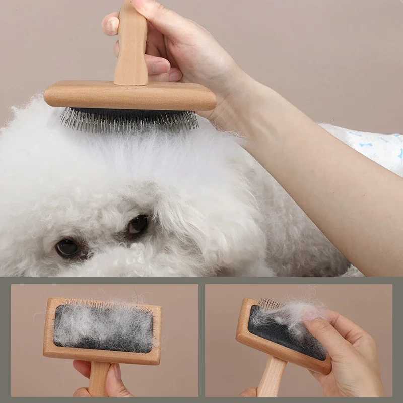 Dog Comb Wood Needle Comb Cat Comb Pet Comb Solid Wood Beauty Needle Comb Dog Cat Knot Off Float Comb Air Cushion Comb M251208