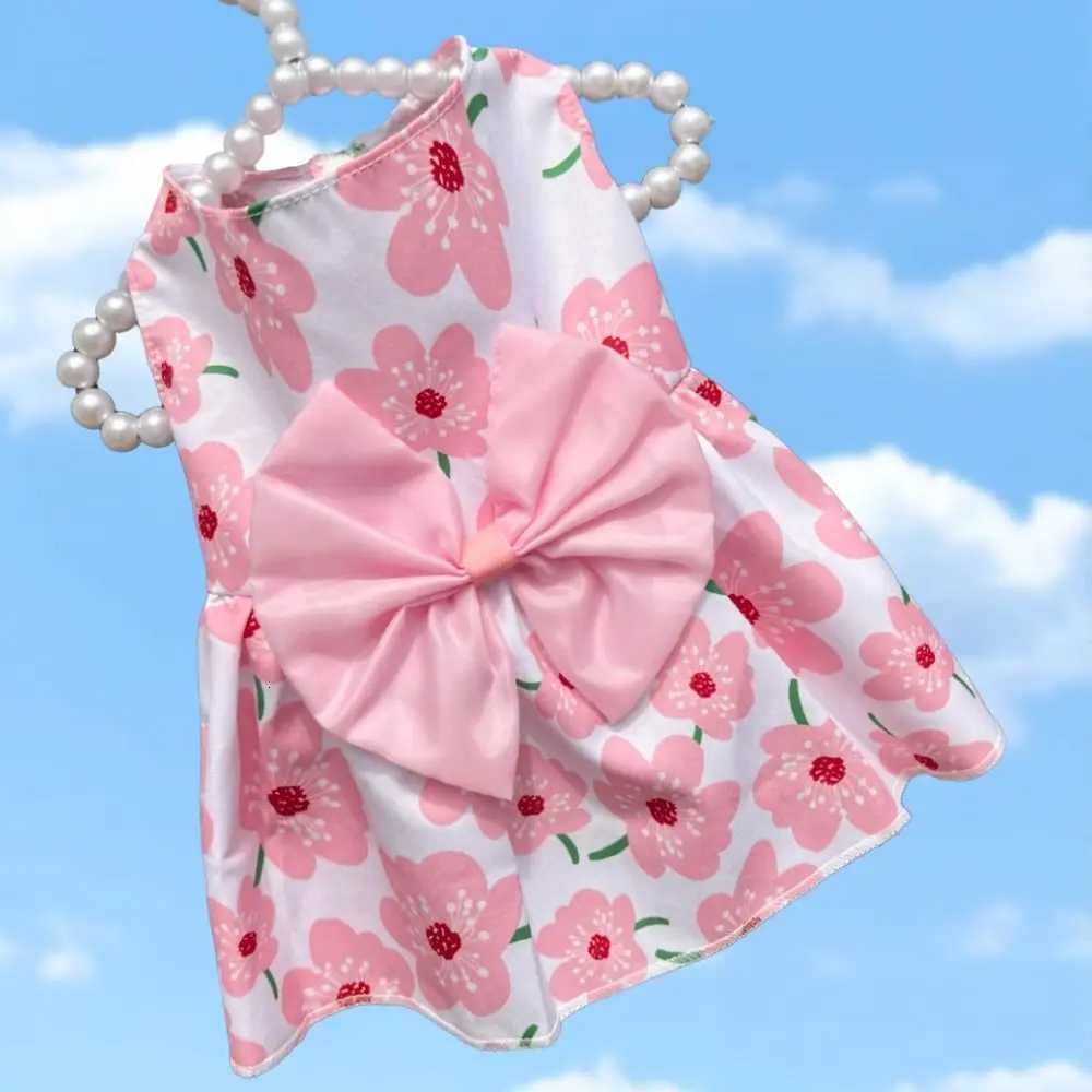 XS-XXL Dog Dress Breathable Bowknot Floral Puppy Princess Skirt Cute Bowknot Pet Skirt Spring Summer M251208