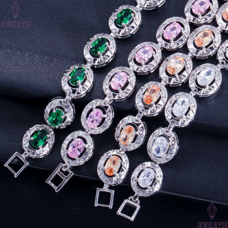 fashion luxury designer bracelets for woman 6 colors AAA cubic zirconia charm bracelet white purple pink green crystal bangles jewelry girls womens gi