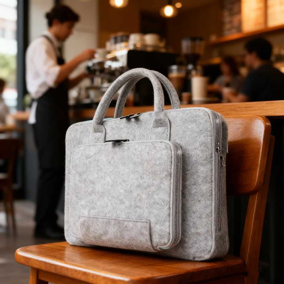 Felt Bag Felt Tote Bag Multifunctional Handbag Double Zipper Computer Bag Portable Computer BagT251208