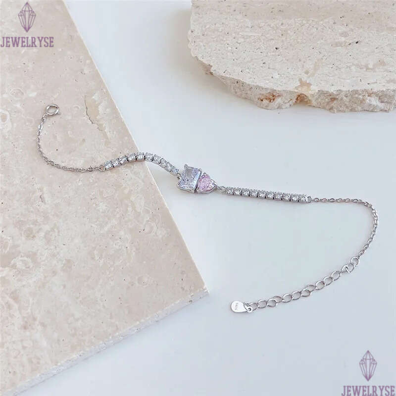 bling iced out heart tennis bracelet Designer for woman 925 sterling silver square 8A cubic zirconia womens diamond bracelets luxury jewelry gift box 