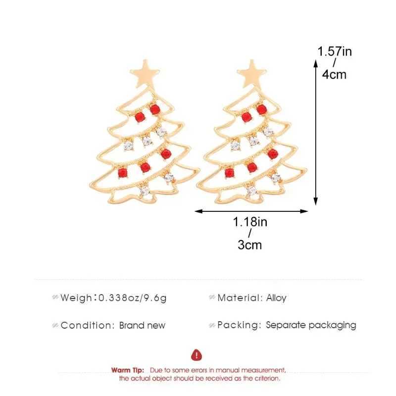Christmas Colored Zircon Christmas Tree Simple and Fashionable Womens Earrings Creative Jewelry Holiday Gift J251208