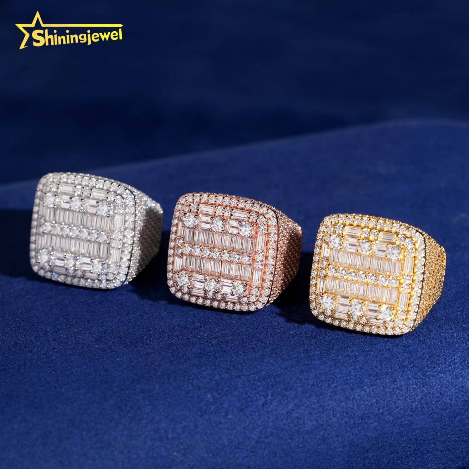 Hip Hop Rapper Style Iced Out Top Quality 925 Silver GRA Certificate Hip Hop Moissanite Ring for Men