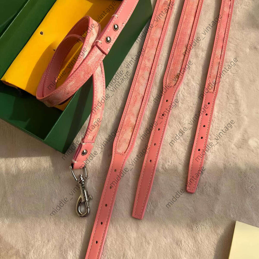 Designer Dog Collar With Classic Letter Pattern Design, Trendy Brand Dog Harness And Leash,genuine Leather Pet Collars Available In Various Colors