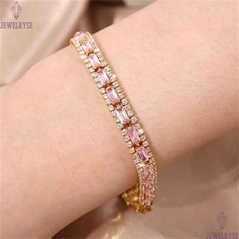 colorful three rows CZ diamond tennis bracelet designer rose gold for woman round iced out chain bracelets AAA zirconia silver chains bangles womens p