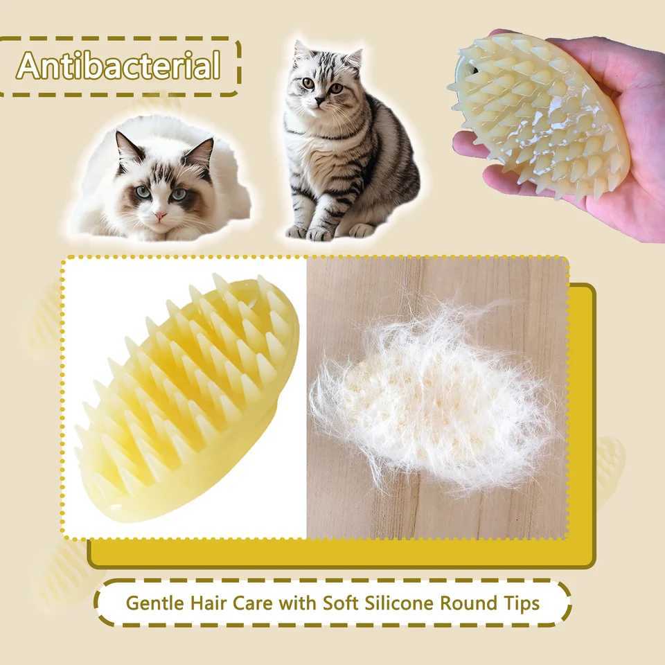Soft Gentle Silicone Bristles Dog Cat Massage Brush Combs Cleaner Puppy Hair Removal Slicker Brushes Wash Tools for Pets M251208 - view 4