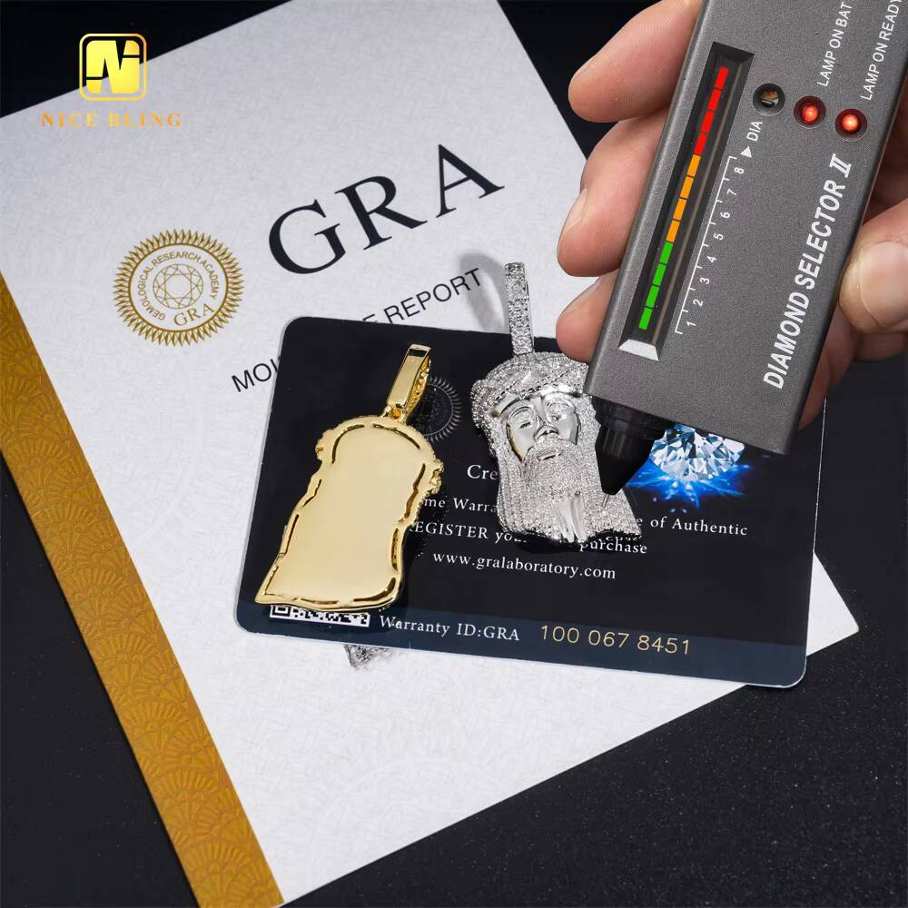 Rhodium Gold Plated Custom Iced Out Hip Hop Men Jewelry Pendant 925 Silver Ronud Cut VVS Moissanite Full Diamond Jesus Pendant