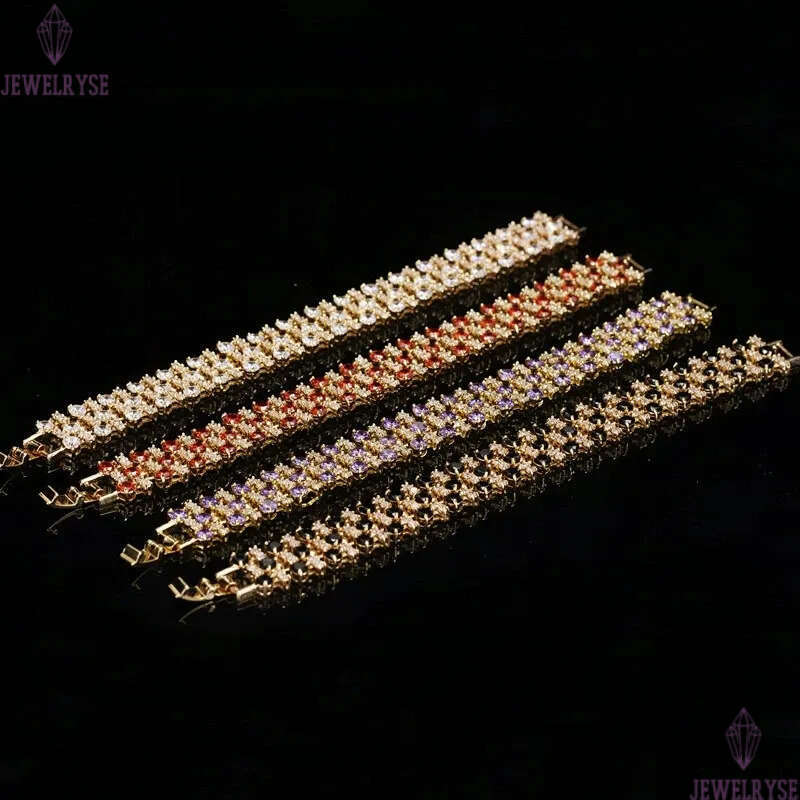 Wedding Bracelets tennis designer for woman red purple diamond 18k gold chain white AAA CZ womens luxury bride engagement bracelet top jewelry anniver