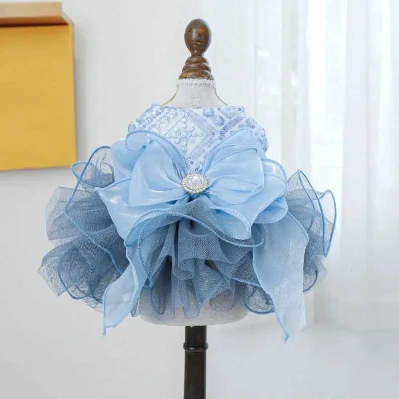 Puppy Gown Fluffy Pet Princess Dress Soft Cute Puppy Fairy Skirt Breathable Blue Pet Costume Photograph Prop M251208