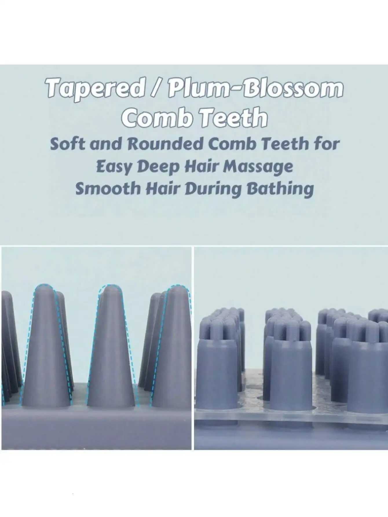 1Pc 3-Head Silicone Bath Massage Brush with Fur Removal for Cats/Dogs - Collects 96 Wet Hair during Washing - Grooming Tool M251208 - view 5