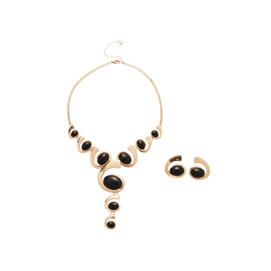 Metal Oval Tassel Necklace Earrings Vintage Light Luxury High-end Jewelry Set Design Sense Niche Accessories for Women - view 9