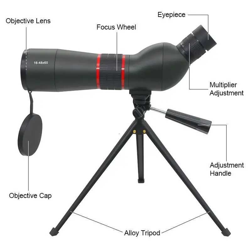 16-4865 Zo Spotting Scope Optical Telescope Monocar BAK4 FMC Waterproof Phone Clip Tripod Bird Watching Photography Outdoor C251208