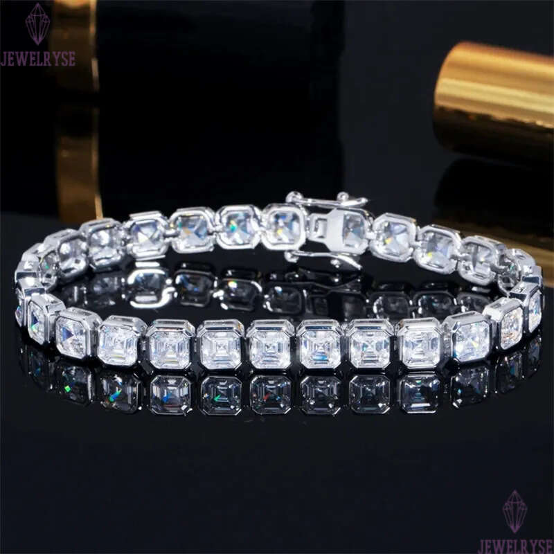 hiphop charm ennis bracele designer for woman man copper plaed chain square AAA zirconia silver whie diamond chains mens braceles womens luxury jewelr