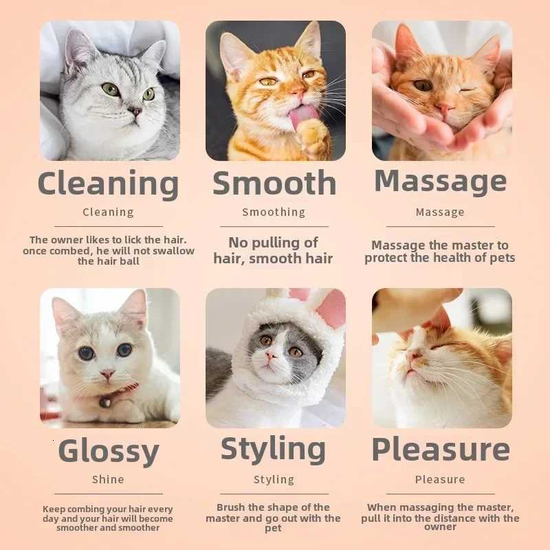 For Cat Accessories Dog Grooming Equipment Cats Products Non-slip Beauty Brush Pet Hair Removal Comb Things Supplies Home Garden M251208 - view 5