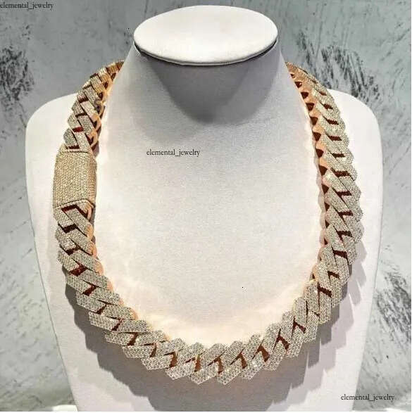 Heavy Thick Necklace Chaines 20mm Big Stone Cuban Link Chain Gra Iced Out VVS Moissanite 925 Silver Hip Hop Jewelry for Men