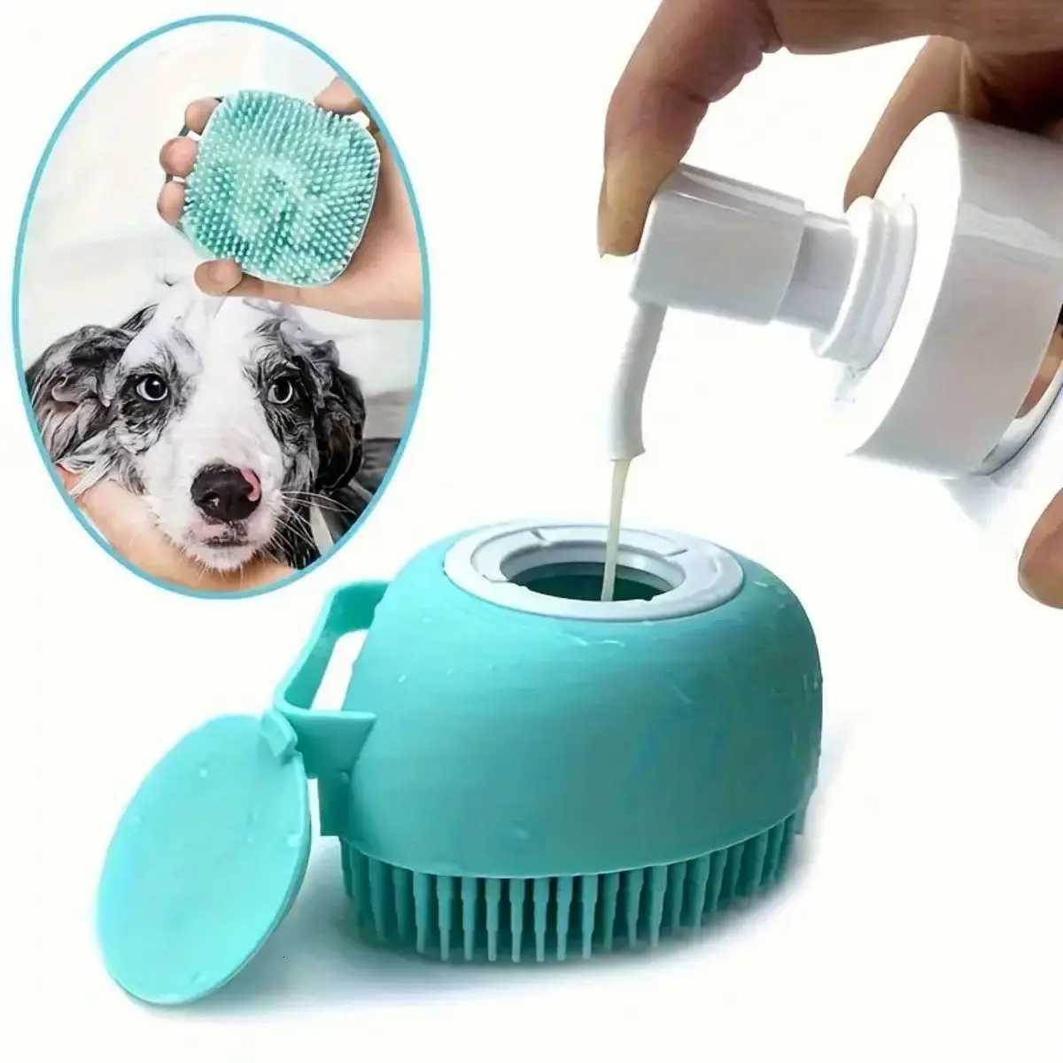 1pc Soft Silicone Dog Bath Brush - Gentle Massage with Shampoo Dispenser - Efficient Cat Grooming Brush for a Paws-itive Cleanin M251208 - view 1