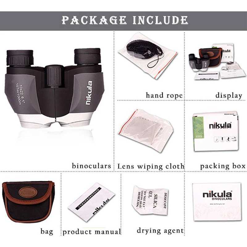 Nika 10X22 HD Wide Vision 100 Optical Bino Cpact High Optical Lens Outdoor Tourism Camping Hunting Telescope Powerf C251208