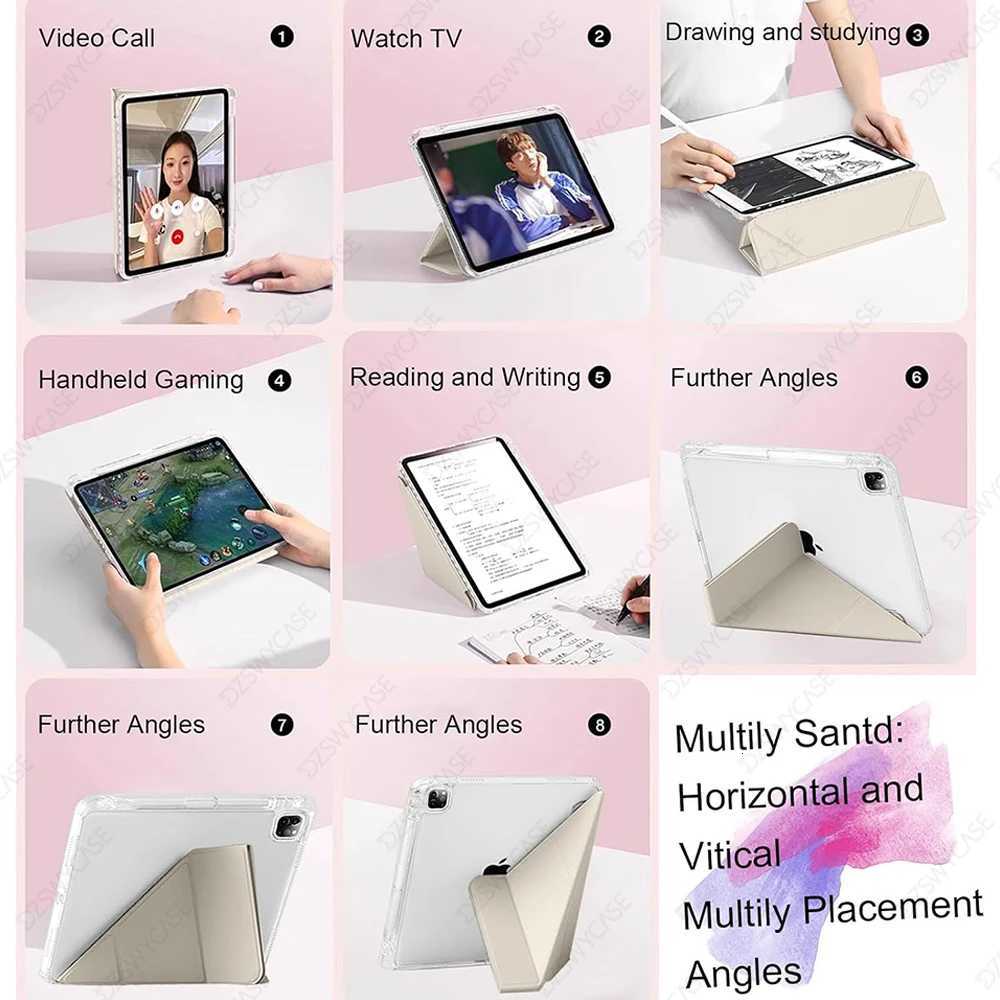 Case For iPad Pro 11 2018-2022 For iPad Air 109/11 M2 M3 Shockproof Hard Protective Slim Cover with Pencil Holder C251208