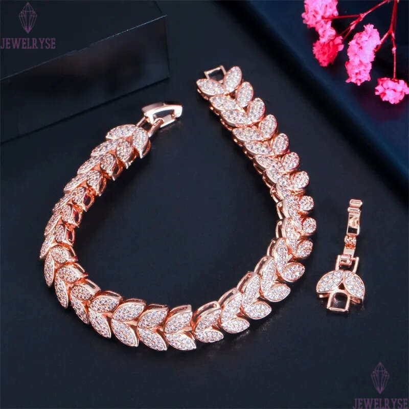 charm 18k diamond leaf bracelet designer woman 18cm link chain AAA cubic zirconia love silver rose gold wedding bracelets chains jewelry womans friend