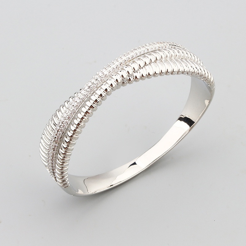 French Court Style Irregular Cross Chain Bracelet Ring For Women With Zircon Inlay Wholesale E2