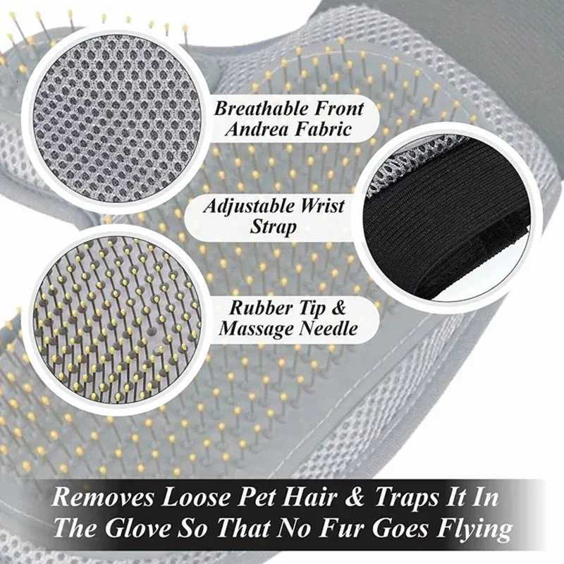 Dual Sided Rubber Pet Bathing Glove Cat Dog Grooming Brush Shedding Tool Massage Mitt Long Short Fur Cleaning Supplies Pet Care M251208 - view 5