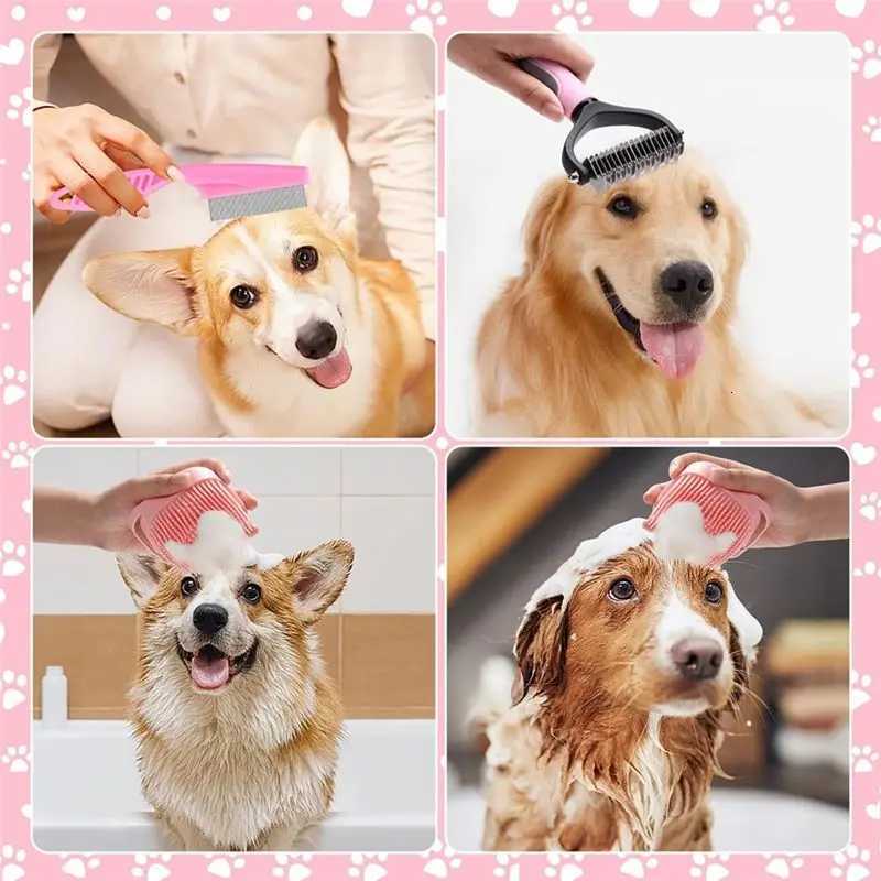 Apr8Pcs Dog Brush Grooming Set Pet Self-Cleaning Set With Pet Nail Clippers And Files Comb Pet Shampoo Bath Brush M251208 - view 7