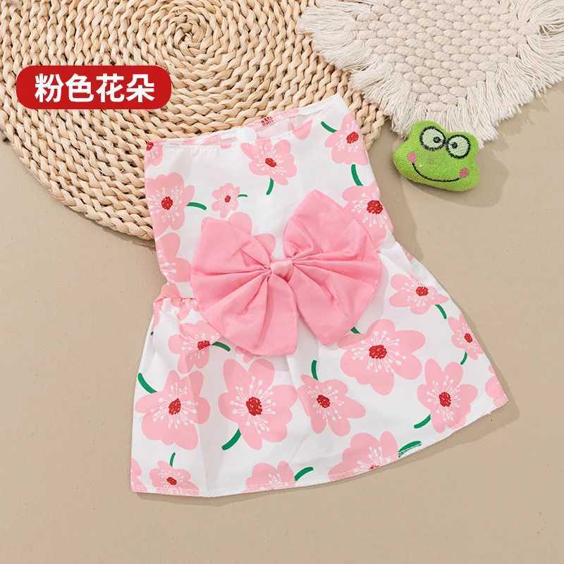 Pet clothing dress dog clothing dog print bow cartoon cute princess dress M251208