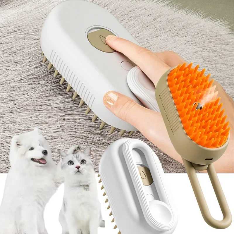Steamy Dog Brush Electric Spray Cat Hair Brush 3 in1 Dog Steamer Brush for Massage Pet Grooming Removing Tangled and Loose Hair M251208 - view 1