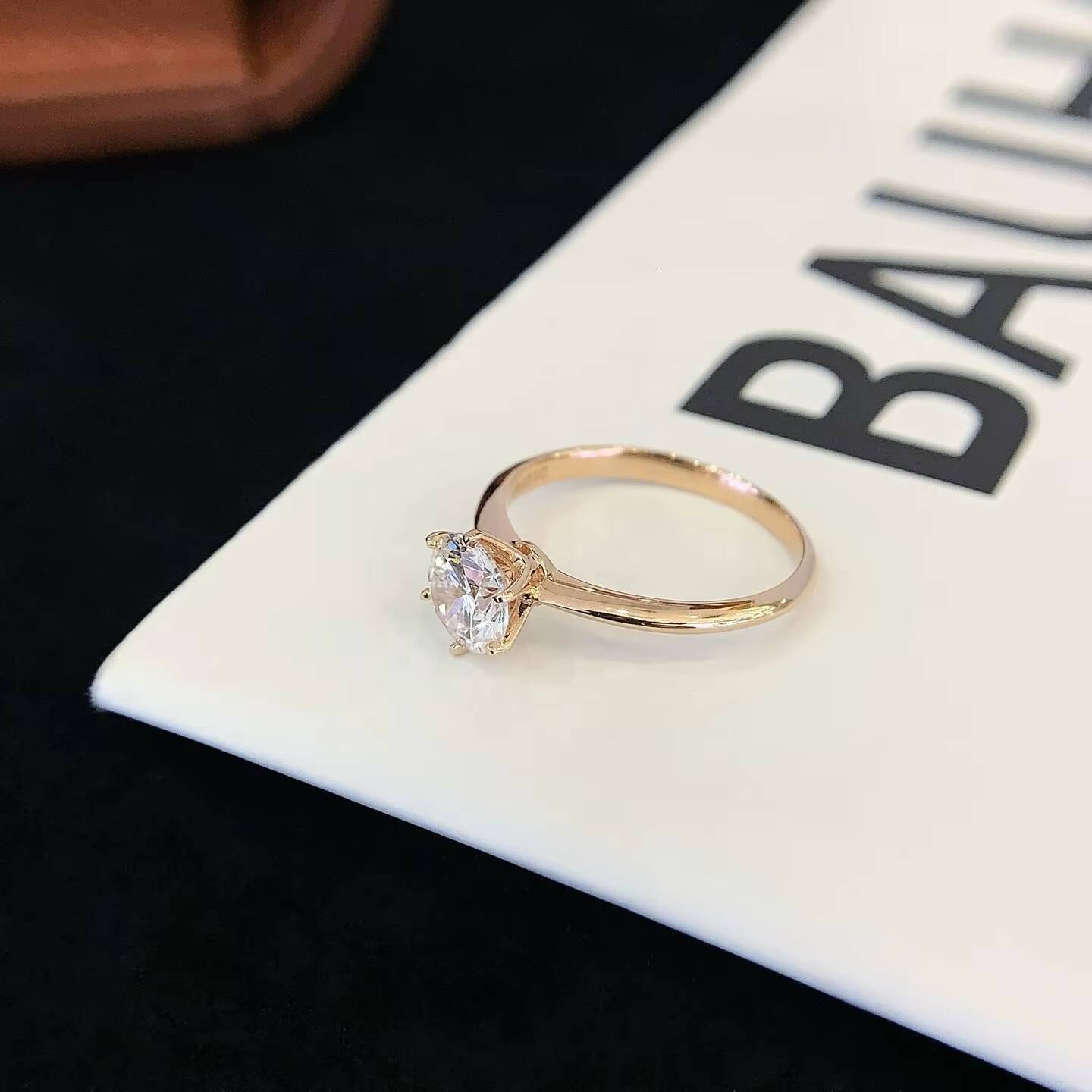 Double Jewelry 18k Rose Gold 6 Claws 1ct Round Lab Grown Diamond Solitaire Rings for Women Engagement Ring Lab Diamond Jewelry