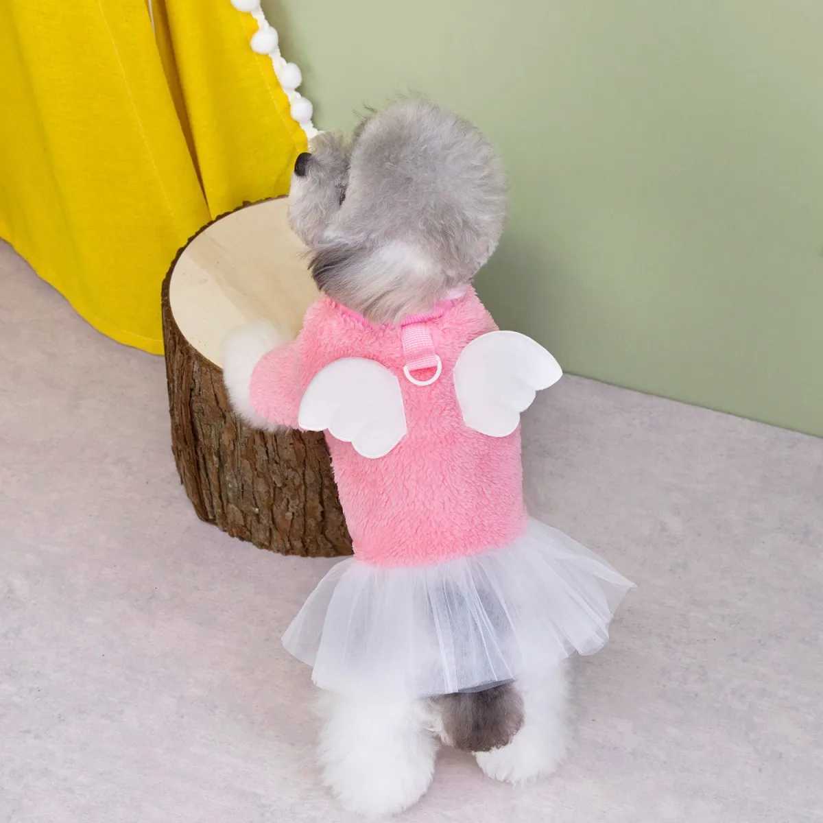Angel Pet Dog Cats Dress Winter Dog Cat Yorkshire Chihuahua Warm Skirt Pet Costume for Small Medium Dogs M251208