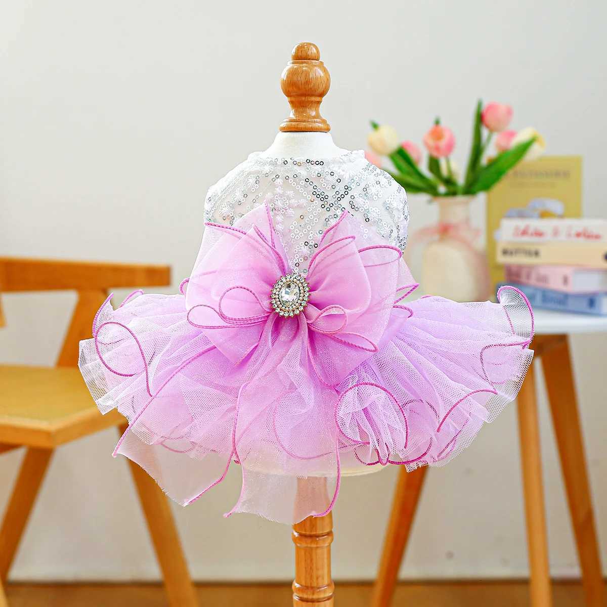 Dream Fairy Wedding Dress Purple Pet Clothes Sequined Princess Tutu Dress Wedding Dress M251208