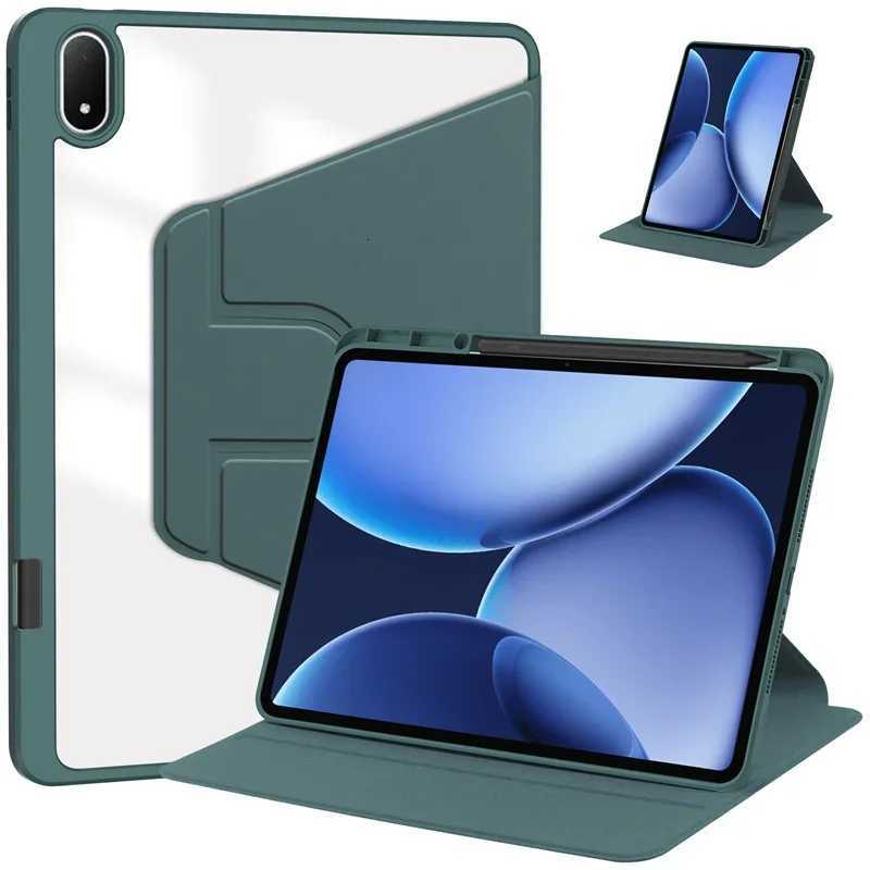 For Oneplus Pad 3 One Plus Pad 3 132 inch 2025 Case with Pencil Holder 360 Rotating PU Leather Acrylic Clear Hard Stand Cover C251208