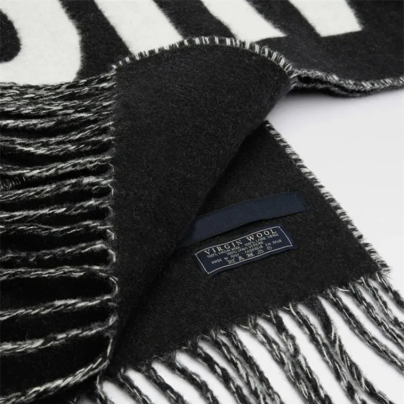 Womens 100 wool scarf high-end winter thick warm neck cover high-end womens fashionable cashmere shawl printed letter style 251204 - view 3