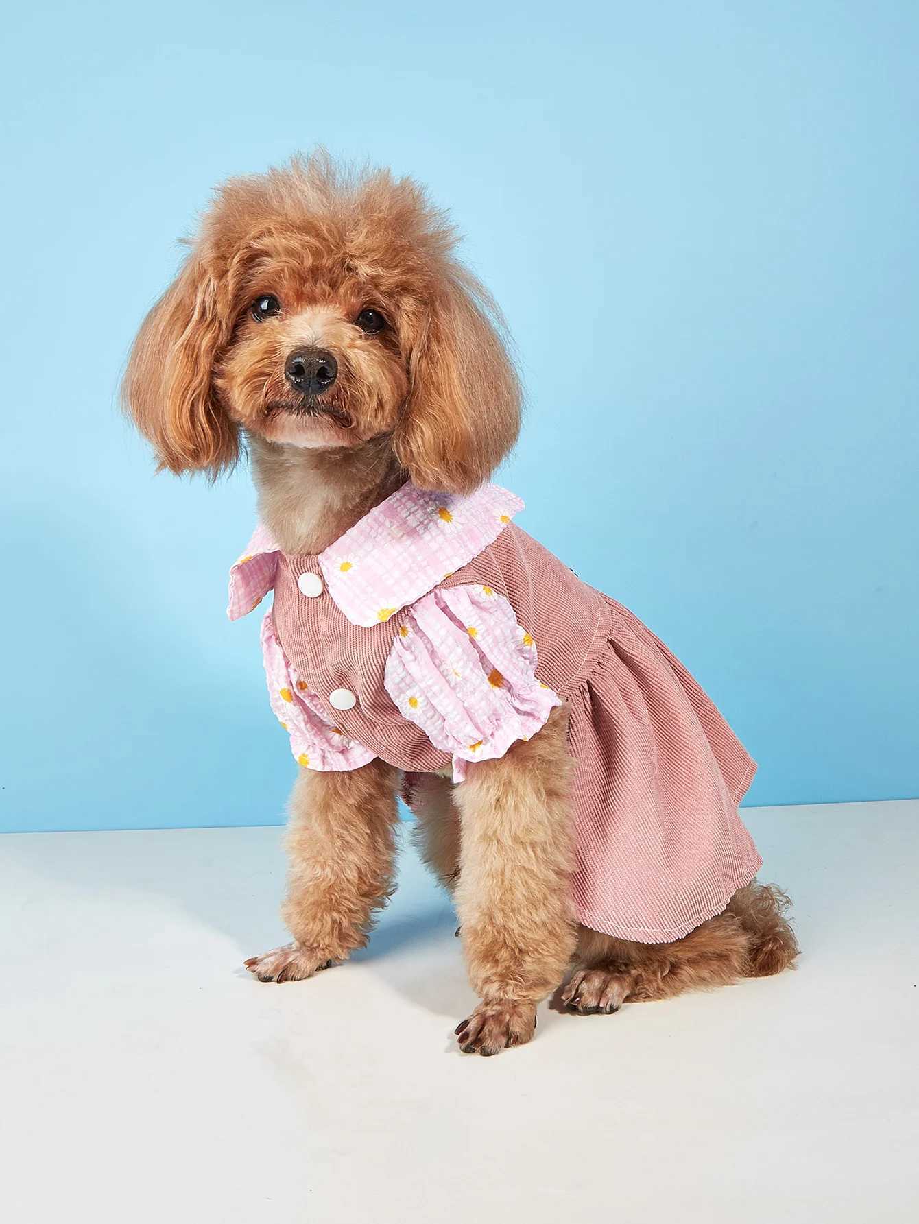 Adorable Pet Princess Dress with Cute Bear Button Soft Comfortable Breathable Cat Dog Dress M251208