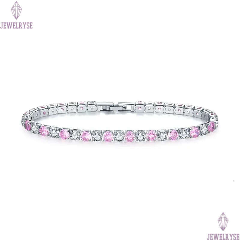 colorful 4mm diamond tennis bracelet designer rose gold for woman round iced out chain mens bracelets AAA zirconia silver chains bangles man womens je