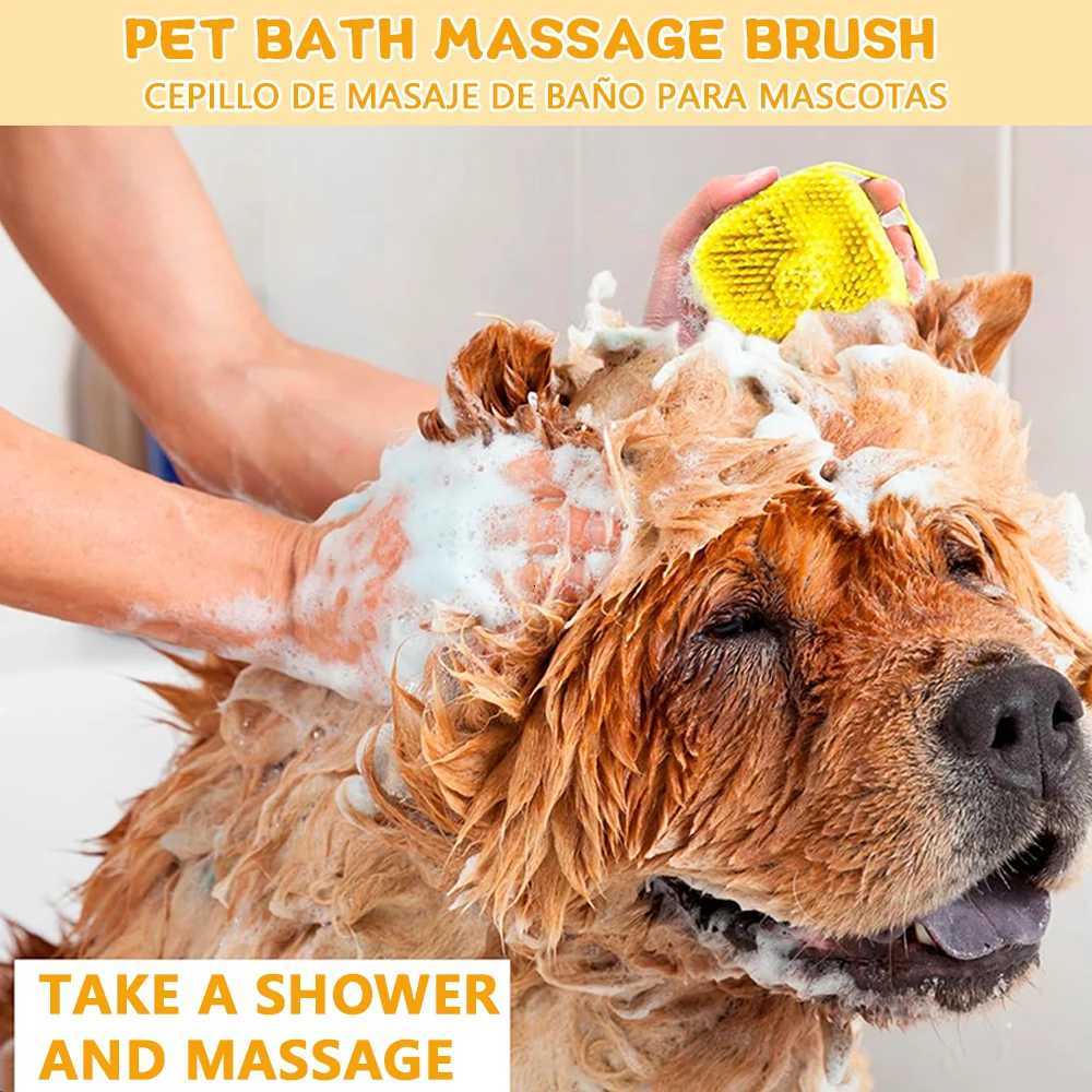 Dog Bath Brush Silicone Pet Shampoo Brush Soap Dog Scrubber Cat Massage Grooming Wash Comb Soft Rubber Puppy Clean Brush M251208 - view 6