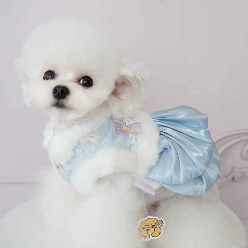 Pet Flannel Dress Rabbit Butterfly Tang Dress Princess New Year Small Medium Dog Coat Puppy Clothes Chinese Style Pet Skirt M251208