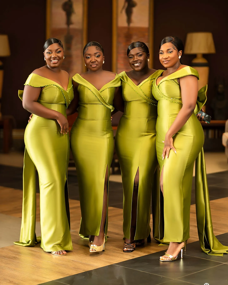 2026 Green Sheath Bridesmaid Dress Beaded Floor Length Brithday Evening Formal Party Prom Gowns Dresses ZJ069