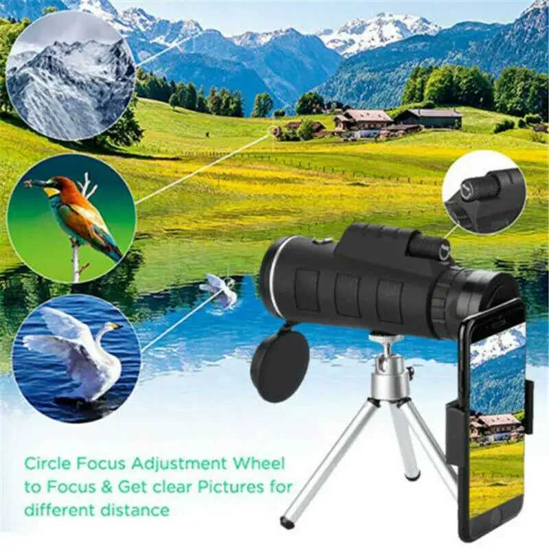 40x60 HD Monocar Starscope Phone Camera Zo Lens With Smartphone Holder Telescope Tripod Waterproof Star Scope For Camping C251208