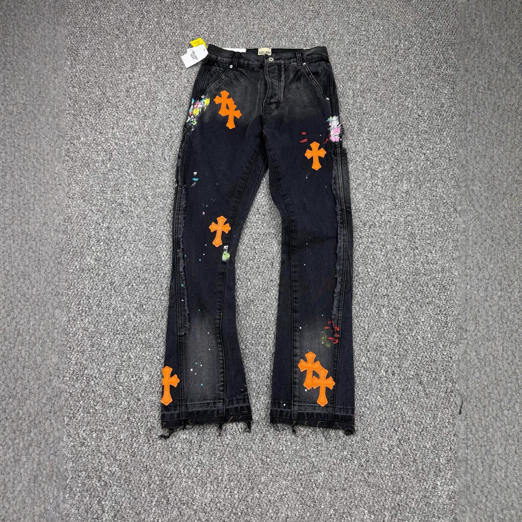 ch chromeitys heartslys designer men jeans for women luxury 25 new ink splattered patchwork cross loose washed flared unisex casual M7GT