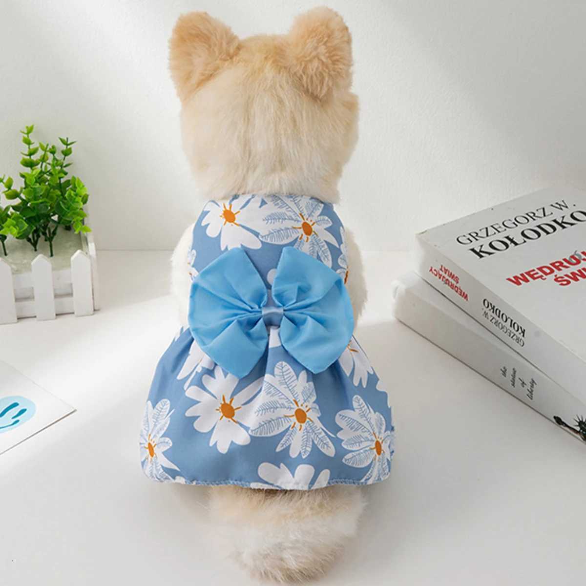 Small Dog Dress Summer Cooling Dog Clothes for Small Dog Clothing Cute Flower Cat Dress Bowknot Clothes for Pet Dress Cat Cloth M251208